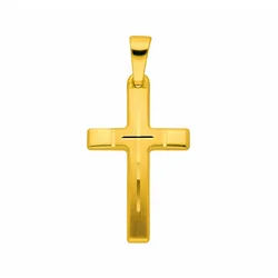 Kreuzkette ADELIA ́S "Halskette - Kreuzkette mit Kreuz Anhänger aus 585 Gold", gold, Halsketten, Damen, Gelbgold 585 Gold, Gelbgold 585, Gold, Kreuzkette, Schmuckset mit bis 45 cm stufenlos verstellbarer 925 Silber Halskette