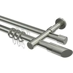GARDINENSTANGE RUNDROHR-INNENLAUF Prestige Verano 140 cm, 2-läufig, 20 mm Ø Edelstahl-Optik