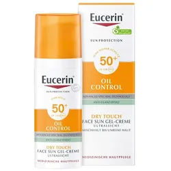 Eucerin® Oil Control Face Sun Gel-Creme LSF 50+ – sehr hoher Sonnenschutz mit 8 Stunden Anti-Glanz Effekt, auch für zu Akne neigende Haut Sonnenschutzcreme 50 ml Unisex 50 ml Sonnenschutzcreme