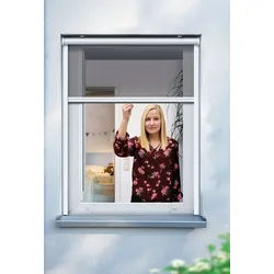 Insektenschutzrollo für Fenster, Fiberglas Fliegengitter mit Aluminium Rahmen, SCHELLENBERG, mit Bohren, verschraubt, in verschiedenen Farben und Größen erhältlich weiß 130 cm x 160 cm
