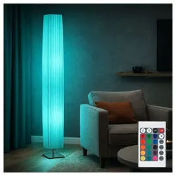 GLOBO LIGHTING LED Stehlampe, Leuchtmittel inklusive, Warmweiß, Farbwechsel, Stehlampe Stehleuchte Fernbedienung Dimmer Farbwechsel LED H 119 cm weiß