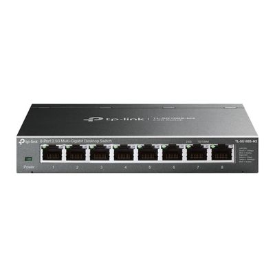 TP-Link TL-SG108S-M2 nätverksswitchar Ohanterad L2 2.5G Ethernet (100/1000/2500) Skrivbord Svart