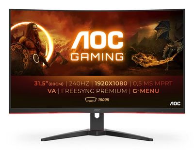 AOC G2 C32G2ZE/BK tietokoneen litteä näyttö 80 cm (31.5") 1920 x 1080 pikseliä Full HD LED Musta, Punainen