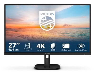 Philips 27E1N1800A/00 tietokoneen litteä näyttö 68,6 cm (27") 3840 x 2160 pikseliä 4K Ultra HD LED Musta