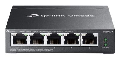 TP-Link Omada ES205GP nätverksswitchar hanterad Gigabit Ethernet (10/100/1000) Strömförsörjning via Ethernet (PoE) stöd Svart