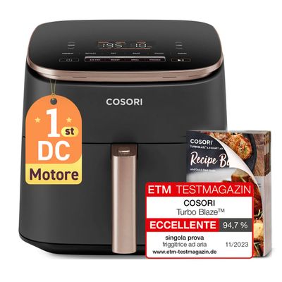 Cosori Turbo Blaze Chef Edition Single 6 l Fristående 1725 W Varmluftsfritös Svart, Pink gold