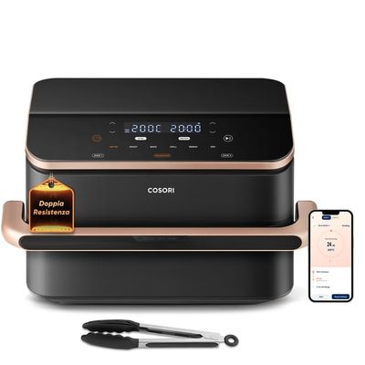 Cosori Dual Blaze Twinfry Chef Edition Dubbel 10 l Fristående 2800 W Varmluftsfritös Mörkgrå, Rose Gold