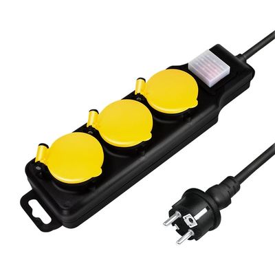 LogiLink LPS253 förlängningssladdar 1,5 m 3 AC-utgångar Utomhus Svart, Gul