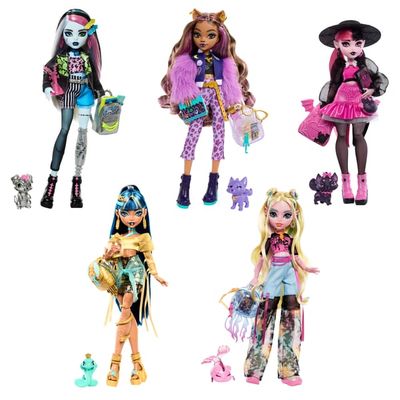 Monster High Monster High-dukker med tøj, kæledyr og tilbehør
