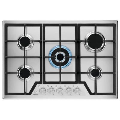 Electrolux KGS7536SX Svart, Rostfritt stål Inbyggd 75 cm Gas 5 zone(s)
