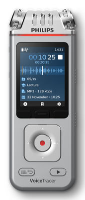Philips DVT4115 Digital Voice Tracer Flashkort Krom, Silver
