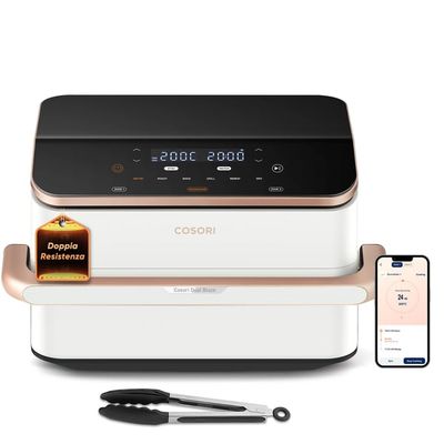 Cosori Dual Blaze Twinfry Chef Edition Dubbel 10 l Fristående 2800 W Varmluftsfritös Rose Gold, Vit