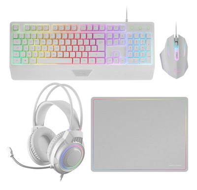 Mars Gaming MCP124PRO tangentbord Mus inkluderad Spela USB AZERTY Fransk Vit