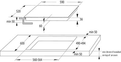 Gorenje GI6401BCE Svart Inbyggd 59.5 cm Induktionshäll med zon 4 zone(s)