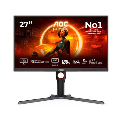AOC G3 Q27G3XMN/BK tietokoneen litteä näyttö 68,6 cm (27") 2560 x 1440 pikseliä 2K Ultra HD LED Musta, Punainen