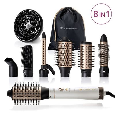 Bellissima Air Wonder 8 in 1 Varmluftsborste Varm Guld, Vit 1000 W 1,8 m