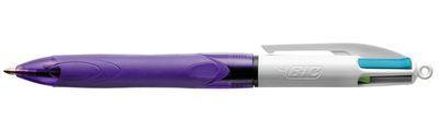 BIC 4 Colours Grip Blå, Grøn, Lyserød, Lilla Clip-on udtrækkelig kuglepen Mellem 12 stk