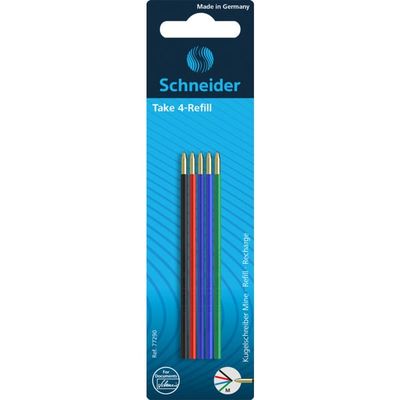 Schneider Schreibgeräte Take 4 Refill Mellem Sort, Blå, Grøn, Rød 5 stk