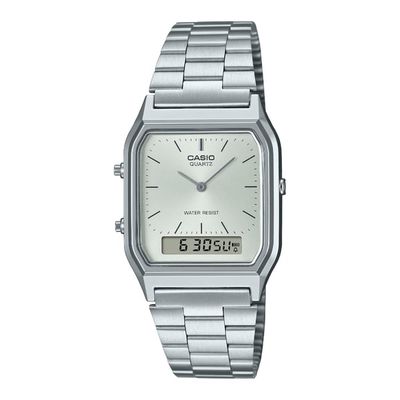 Casio Vintage AQ-230A-7AMQY Armbandsur Unisex Kvarts Rostfritt stål, Svart Rostfritt stål