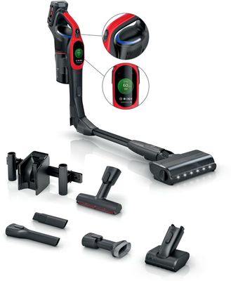 Bosch BCS1041PET upprättstående dammsugare och elektrisk sopborste Skaftdammsugare Batteri Torr HEPA Utan påse 0,4 l 23,5 W Svart, Röd 4 Ah