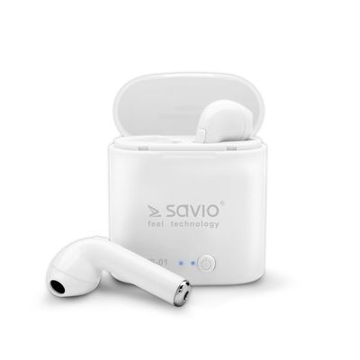 Savio TWS-01 Białe Hovedtelefoner Trådløs I ørerne Opkald/Musik/Sport/Hverdag Bluetooth Hvid