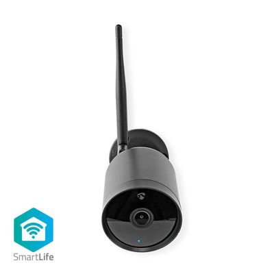 Nedis WiFi Smart Outdoor IP-camera | Full HD | Metalen behuizing | Waterdicht (IP65) Kugle (form) IP-sikkerhedskamera Udendørs 1920 x 1080 pixel Loft/væg