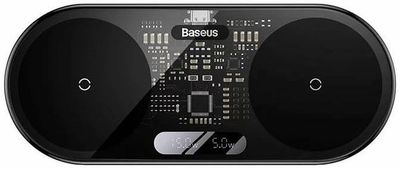 Baseus 2In1 20W Digital Led Display Hovedtelefoner, Headset, Smartphone Sort USB Trådløs opladning Indendørs