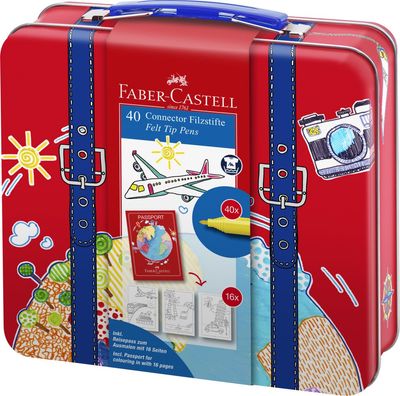 Tusj Connector Metallkoffert med 40 tusjer Faber-Castell