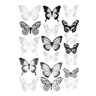 18x 3D Dekorative Sommerfugle - Sorthvid