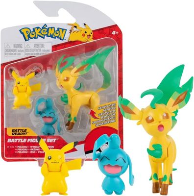 Pokemon Battle Figure Set 3-Pack Pikachu, Wynaut, Leaf