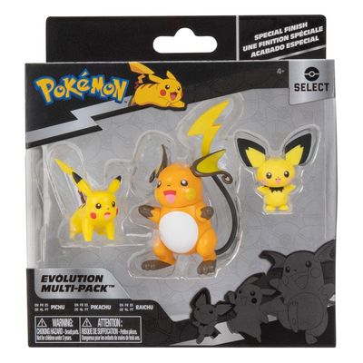 Pokémon Select Action Figures 3-Pack Evolution Pichu, Pikachu, Raichu