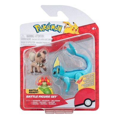 Pokemon Battle Figure Set 3-Pack Rockruff, Bellossom, Vaporeon