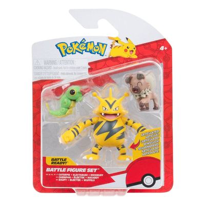 Pokemon Battle Figure Set Figure 3-Pack Caterpie, Rockruff, Electabuzz