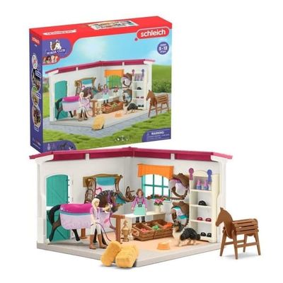Schleich Ridbutik. Schleich-set med 67 element inklusive 1 Schleich-häst. Figuruppsättning