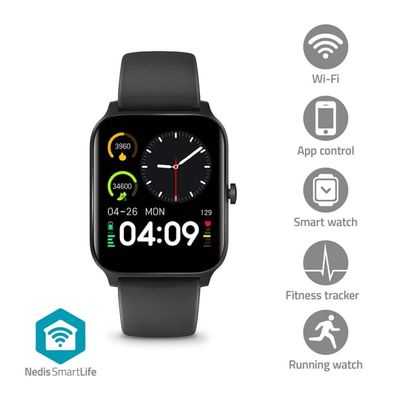 Nedis SmartLife-klokke | 1.69 " | LCD | IP68 | Maksimal driftstid: 240 timer | Android™ / IOS | Sort