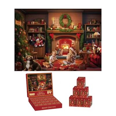 Pussel Adventskalender 2024 - Julpussel med 1008 bitar - Jultomte
