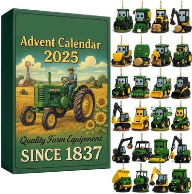 Bomclap Adventskalender 2025 – Traktor Samlarset med 24 Jordbruksdekorationer, Vintage Design