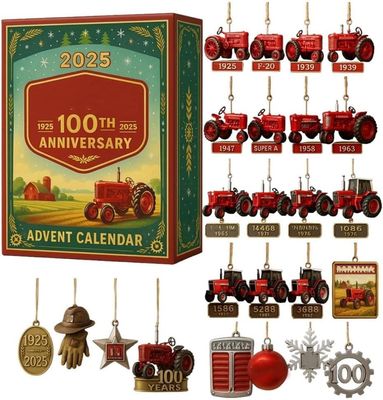 Lollanda Traktor 100-års Adventskalender 2025 – 24 dagars jul nedräkning kalender, Samling för jordbruk fantastiker, Julklapp