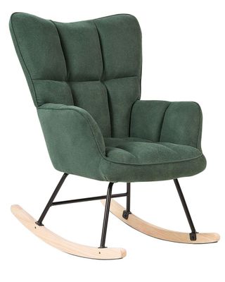 Gyngestol Mørkegrønn Polyester Stoff Tre Moderne design Soverom Stue Lenestol Innredning
