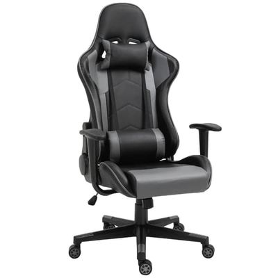 Ergonomisk kontorsstol/gamingstol i konstläder & skum, svart, 67,5×74×126–136 cm