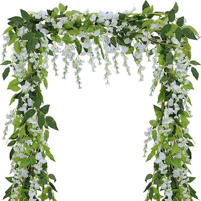INF Kunstig plante Wisteria Garlang hvit/grønn 1,8 m 4-pak