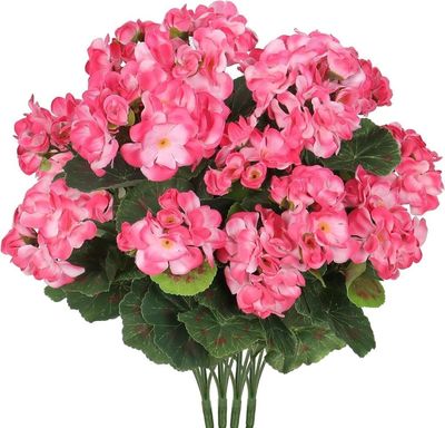 OBOSOE 1/6/12/24-Pack Konstgjorda Pelargonier, UV-tåliga Falska Blommor Utomhus Växter Dekor