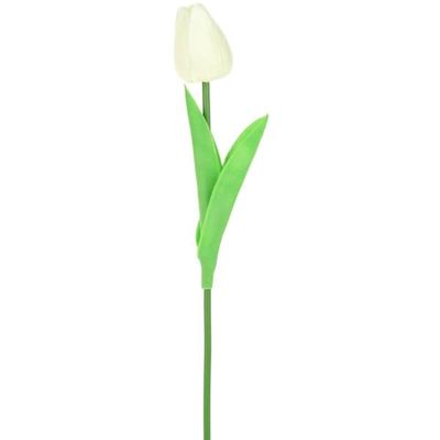 Silikone tulipaner kunstige blomster 34 cm dekorative planter til vase 5 stk - creme
