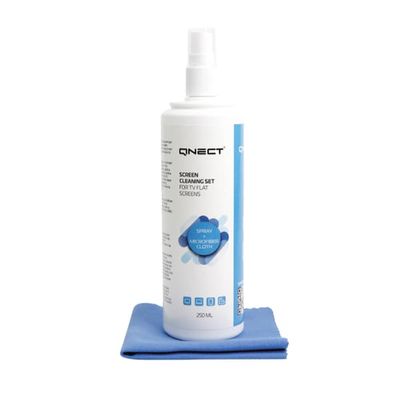 Qnect näytön puhdistusaine - spray 250 ml mikrokuituliinan kanssa