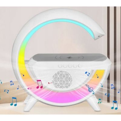 RGB LED LAMPE INDUKTIV OPLADER HØJTTALER UR RADIO VÆKKEUR GAMING 15W