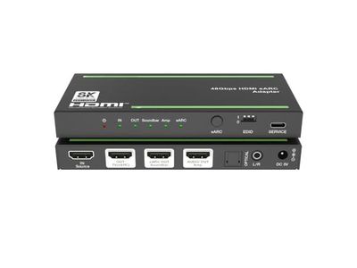 NÖRDIC 8K HDMI 2.1 eARC/ARC Extractor for Soundbar og forsterker