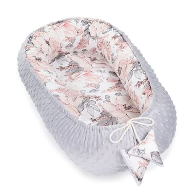Varm rede baby 90x50 cm - krammerede nyfødt rede vinter / efterår kokon babynest vild rosa grå