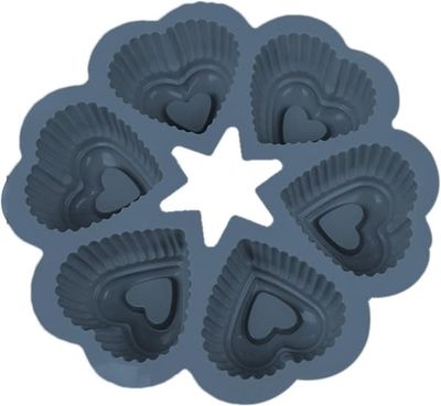 Silikonform for 6 hjerteformede muffins og cupcakes