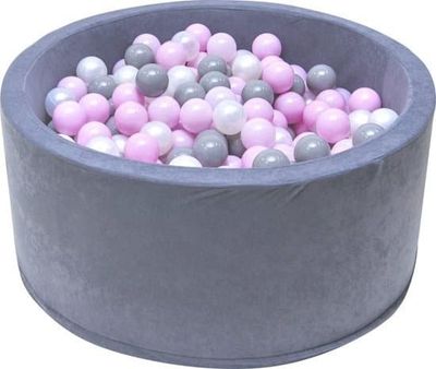 Pallomere - vankka palloallas - 90 x 40 cm - 400 palloa Ø 7 cm - vaaleanpunainen, valkoinen, harmaa