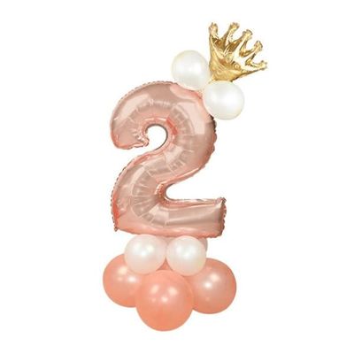 Stort vertikalt tallballongsett | Rose gull Metallic Number 2 110cm